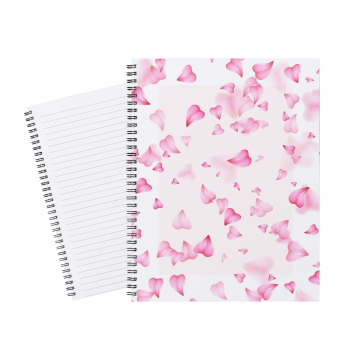 Notebook Pink Leave Hearts Wind
