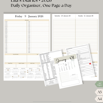 Downloadable Diary 26 Daily Organizer ENGLISH