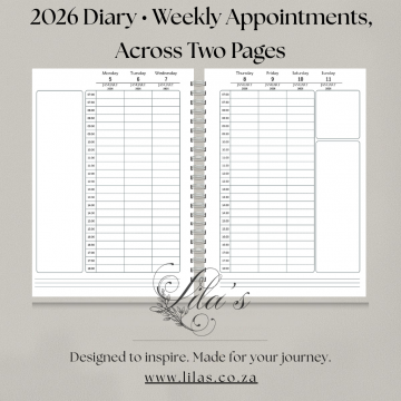 Downloadable Diary 26 Weekly Appointments ENGLISH