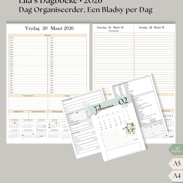 Downloadable Diary 26 Daily Organizer AFRIKAANS