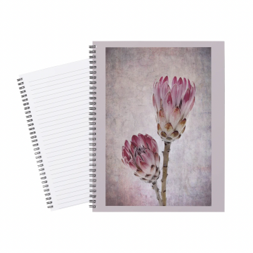 Notebook Protea Grey Pink Background