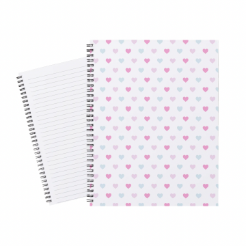 Notebook Small Pink Blue Hearts