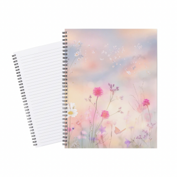 Notebook Pink Blue Flowers