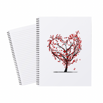 Notebook Red Black Tree Heart
