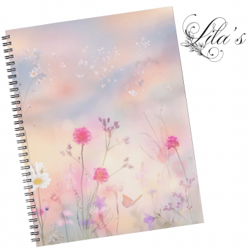 Notebook Floral Pink White Flowers
