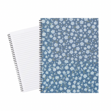 Notebook Floral Small Blue White