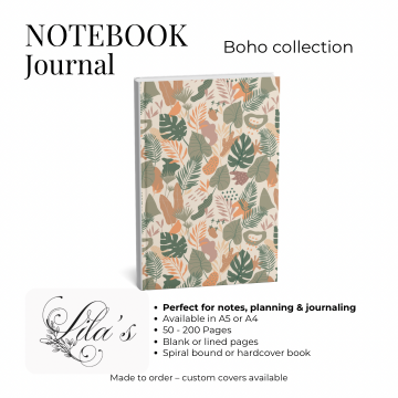 Notebook Boho Abstract Leaves